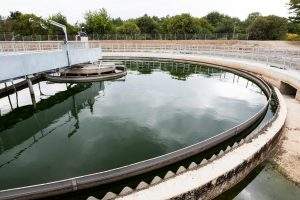 The Solid Contact Clarifier Tank in Water Treatment plant. Modern urban wastewater treatment plant.