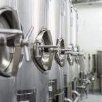 Metal tanks, modern production of alcoholic beverages. Food industry.