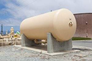 Cylindrical aboveground storage tank at a wastewater treatment plant