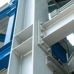 Joint of steel structure with bolt and nut at construction site