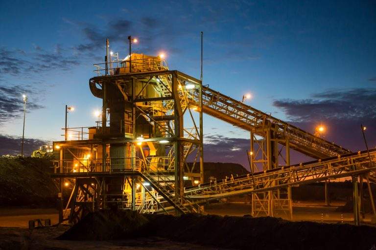 Night view of a copper mine head in NSW Australia