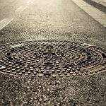 closeup of a manhole cover