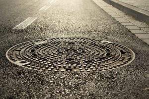 closeup of a manhole cover