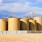 Storage tanks for crude oil in central Colorado, USA